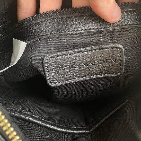 Steve Madden Black Leather,Crossbody Bag,Adjustable Strap,‎ Purse,Zipper - Picture 3 of 9